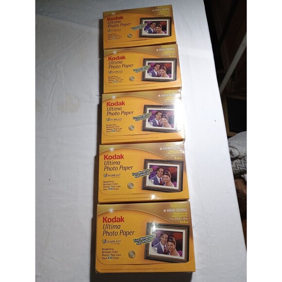 Lot of 5 Kodak Ultima Photo Paper High Gloss 100 Sheets 4 x 6 Total 500 Sheets